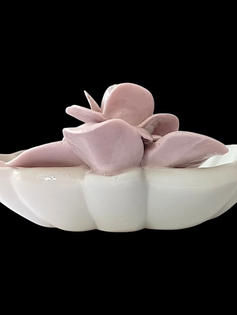 Applied Rose Seashell Candy Trinket Soap Dish Porcelain‎ Shabby Decor Victorian